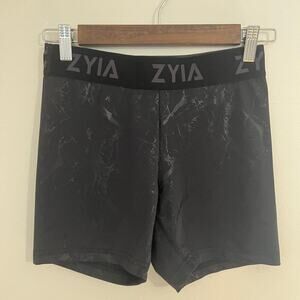 Zyia Active Black Irridescent Work Out Gym Bike Shorts Size Medium